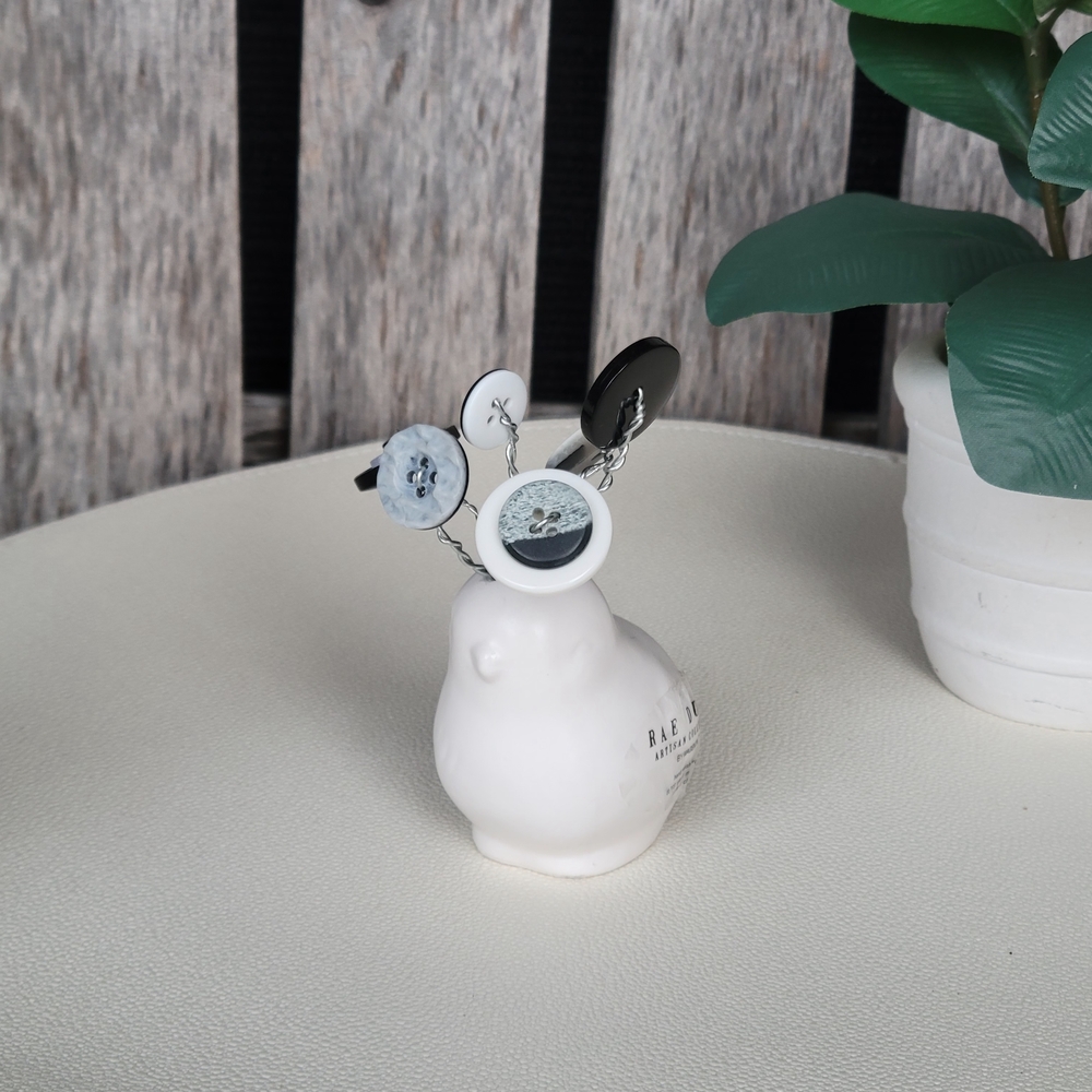 White Ceramic Rae Dunn Bird with Button Flower Accents - Picture 3 of 11